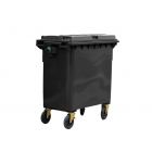 Contenedor de residuos gris con tapa y ruedas - 800 L