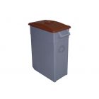 Contenedor de residuos con tapa marrón abierta - 65 L