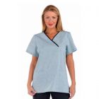 CREYCONFE | Casaca mujer cuello pico manga corta color gris - Talla XS