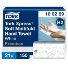 TORK Xpress® | Toalla de Mano de Papel Entreplegada Extrasuave Blanco H2, Premium, QuickDry, 2 capas