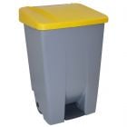Contenedor de residuos con tapa amarilla y pedal - 80 L