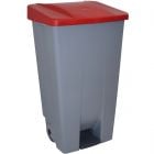 Contenedor de residuos tapa roja y pedal - 120 L