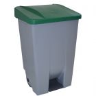 Contenedor de residuos con tapa verde y pedal - 80 L