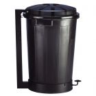 Cubo industrial negro con tapa y pedal - 95 L