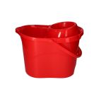 Cubo semiovalado para fregona con escurridor rojo - 15 L