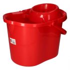 Cubo semiovalado para fregona con escurridor rojo - 15 L