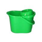 Cubo semiovalado para fregona con escurridor verde - 15 L
