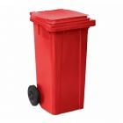 Contenedor de residuos rojo con tapa y ruedas - 120 L