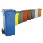 Contenedor de residuos rojo con tapa y ruedas - 120 L