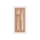 Set 3 piezas de madera: Tenedor, cuchillo y servilleta - Kraft