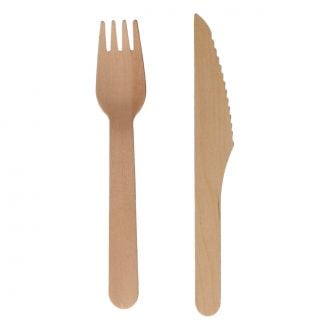 Set 2 piezas de madera: Tenedor y cuchillo