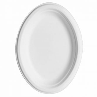 Miniplato ovalado de bagazo blanco - 80 x 50 mm