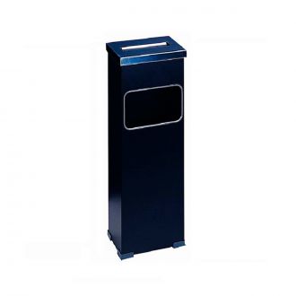 Papelera cenicero negra con tapa inoxidable cuadrado