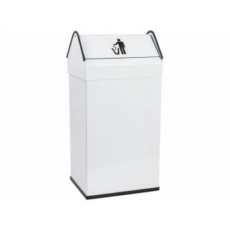 Papelera recta con tapa basculante blanca - 40 L
