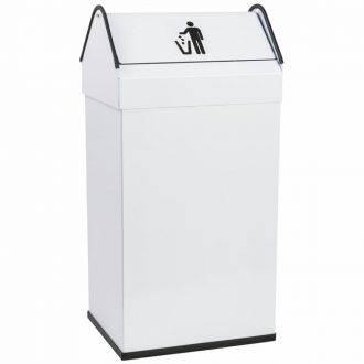 Papelera recta con tapa basculante blanca - 40 L