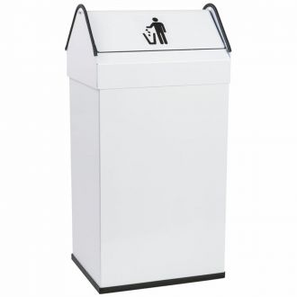 Papelera recta 40L Blanca con Tapa basculante