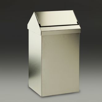 Papelera recta con tapa basculante inoxidable - 40 L