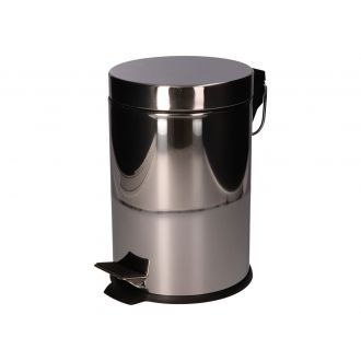 Papelera Redonda 3L con Pedal de Acero Inoxidable Brillo