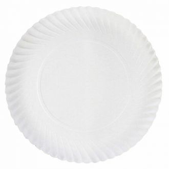 Plato cartón estriado blanco - 38 cm