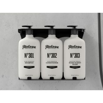 BIOLOGY | Soporte triple negro - Sistema rellenable amenities
