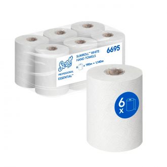 SCOTT® Essential™ Slimroll™ | Papel secamanos en rollo blanco 190m x 6 uds. (cod.6695)