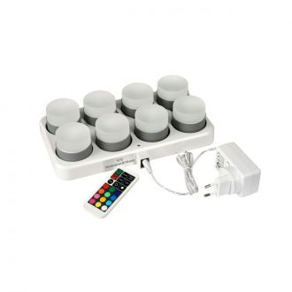 DUNI | Juego de 8 lámparas LED Mini recargables 48 x 50 mm 13 h, Blanco