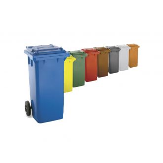 Contenedor de residuos marrón con tapa y ruedas - 120 L