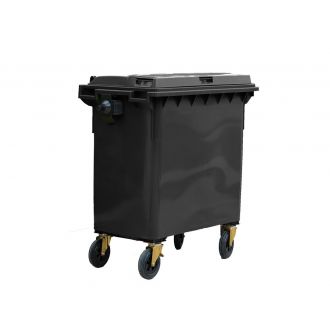 Contenedor de residuos gris con tapa y ruedas - 800 L