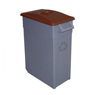 Contenedor de residuos con tapa marrón abierta - 65 L