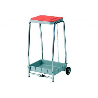 Carro para soporte de bolsas con tapa roja y pedal - 58 x 53 x 93