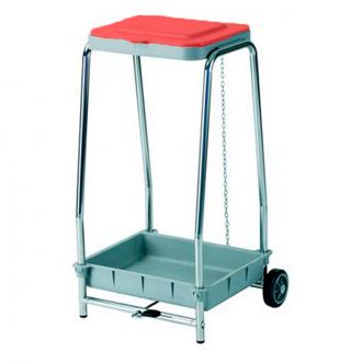 Carro para soporte de bolsas con tapa roja y pedal - 58 x 53 x 93