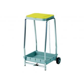 Carro para soporte de bolsas con tapa amarilla y pedal - 58 x 53 x 93