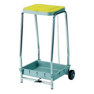 Carro para soporte de bolsas con tapa amarilla y pedal - 58 x 53 x 93