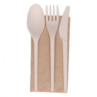 Set de cuchara, cuchillo, tenedor y servilleta CPLA Super