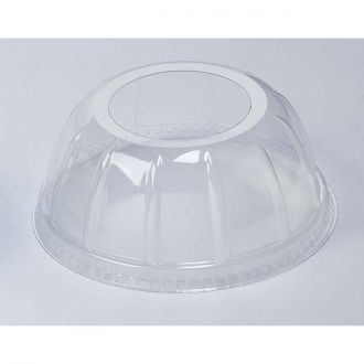 Tapa RPET cúpula transparente con orificio - 90 mm