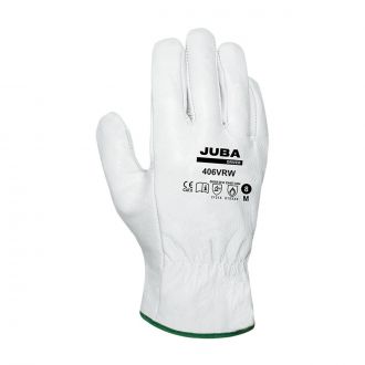 JUBA | Guante piel flor color blanco natural - Talla XXL