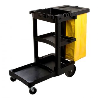 Carro de Limpieza negro con Bolsa de Vinilo Amarilla Rubbermaid