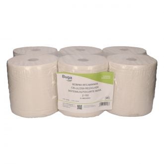 BUGA | Bobina secamanos blanca - 2 capas - Celulosa reciclada - Sistema autocorte