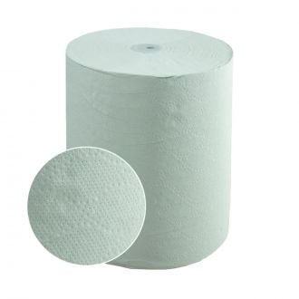 GREENSOURCE | Bobina secamanos blanca - 1 capa - Celulosa reciclada - Sistema autocorte