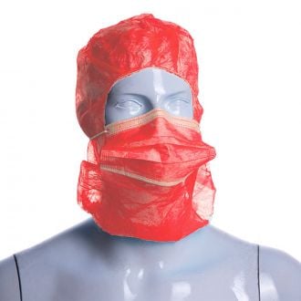 LUHEPA | Burka polipropileno con mascarilla quirúrgica rojo, 3 capas