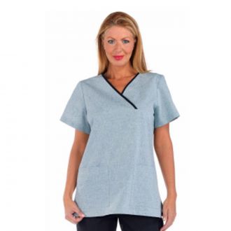 CREYCONFE | Casaca mujer cuello pico manga corta color gris - Talla XL