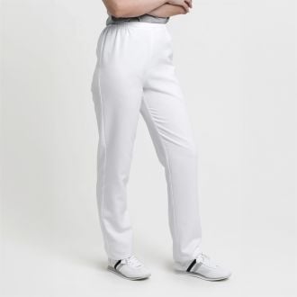 Pantalón básico slim fit con elástico en cintura color blanco - Talla XS