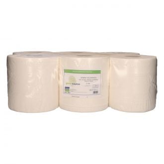 GREENSOURCE | Bobina secamanos blanca - 2 capas - Celulosa virgen - Sistema Hoja a Hoja