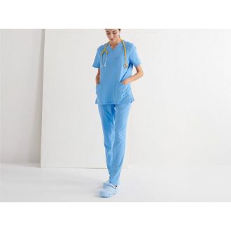 MONZA | Casaca sanitaria cuello V color celeste - Talla L