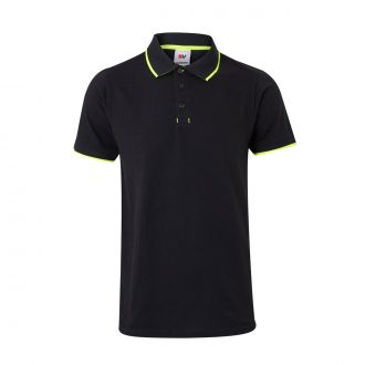 VELILLA | Polo bicolor de manga corta negro-amarillo fluor - Talla M