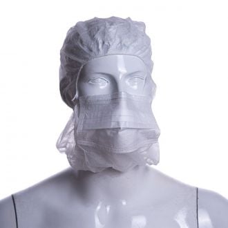 LUHEPA | Burka polipropileno con mascarilla quirúrgica blanco, 3 capas