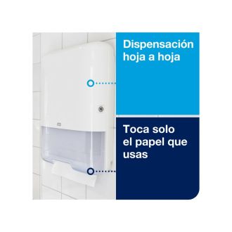 TORK® | Dispensador para Toalla Plegada en V-C H3, Reduce el consumo, Blanco
