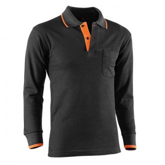 JUBA | Polo de manga larga negro-naranja - Talla S