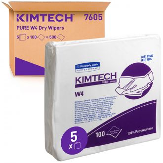 KIMTECH™ | Paño de limpieza Pure W4. 5 bolsas x 100 hojas, color blanco (cod. 7605)