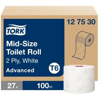TORK Mid-size® |  Rollo de Papel Higiénico Advanced T6, Blanco